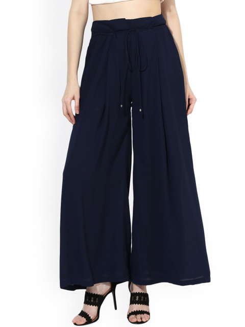 

Kazo Women Navy Blue Solid Flared Palazzos