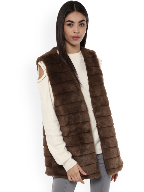 

Kazo Women Brown Solid Open Front Jacket