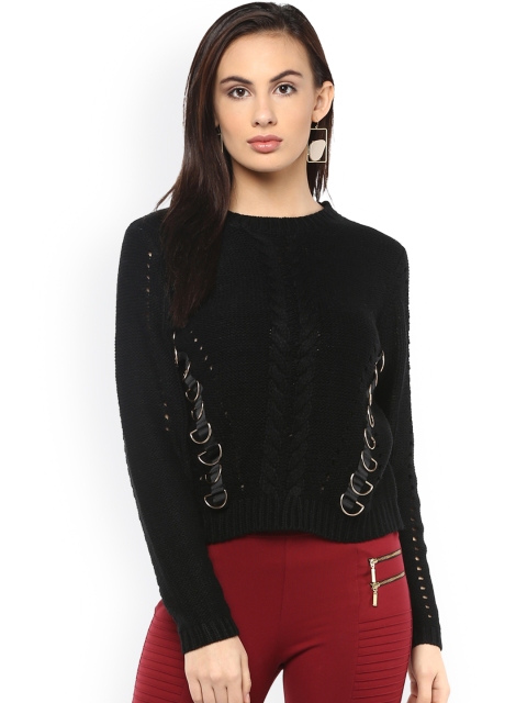 

Kazo Women Black Self Design Pullover
