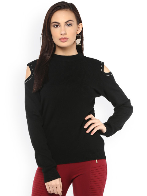 

Kazo Women Black Solid Pullover