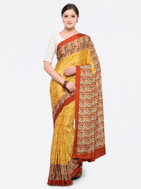 

Saree mall Yellow & Beige Poly Crepe Printed Saree