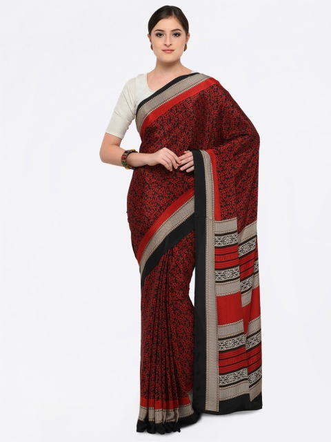 

Saree mall Black & Red Poly Crepe Printed Saree