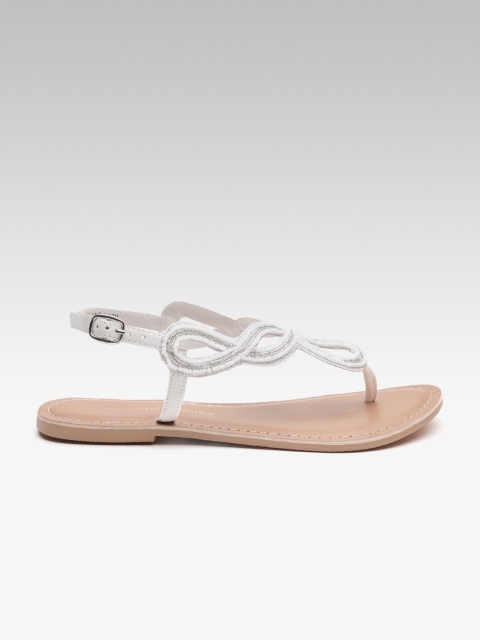 

DOROTHY PERKINS Women White Embellished Synthetic T-Strap Flats