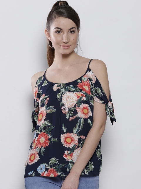 

DOROTHY PERKINS Women Navy Blue Printed Regular Top