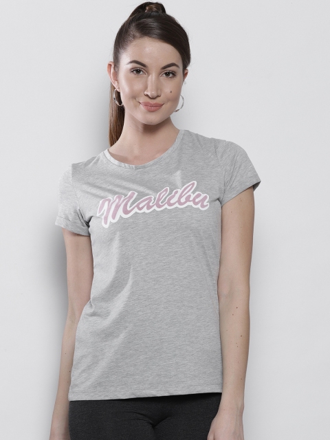 

DOROTHY PERKINS Women Grey Melange Printed Round Neck T-shirt
