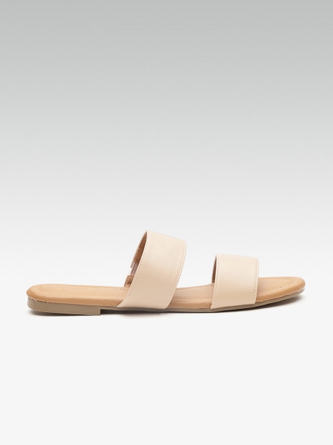 

DOROTHY PERKINS Women Beige Solid Synthetic Open Toe Flats