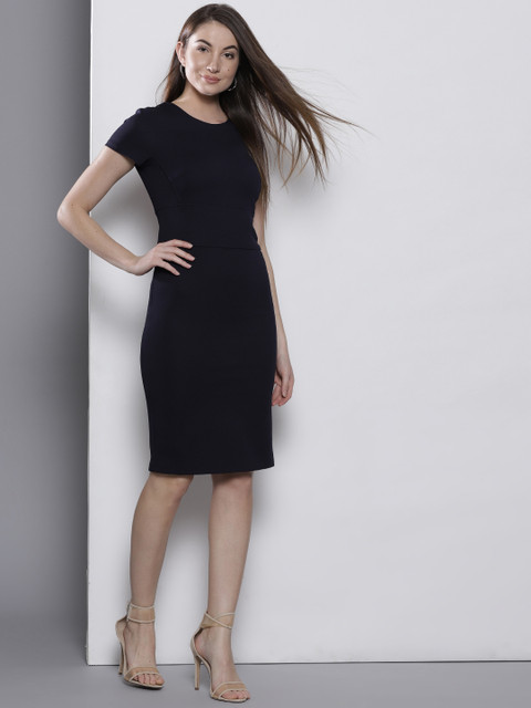 

DOROTHY PERKINS Women Navy Blue Solid Sheath Dress