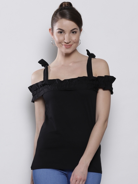 

DOROTHY PERKINS Women Black Solid Bardot Top