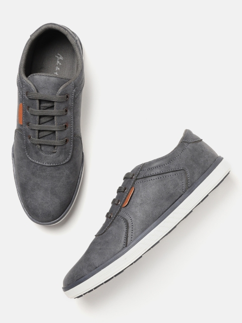 

Mast & Harbour Men Grey Solid Sneakers