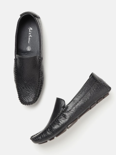 

Mast & Harbour Men Navy Blue Snake Skin Textured Loafers