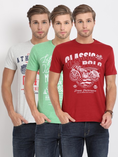 

Classic Polo Men Pack Of 3 Printed T-Shirts, Red