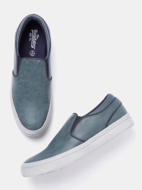

Roadster Men Teal Blue Slip-On Sneakers