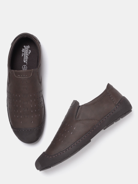 

Roadster Men Coffee Brown Laser Cuts Slip-On Sneakers