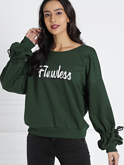 

all about you Women Green Printed Sweatshirt