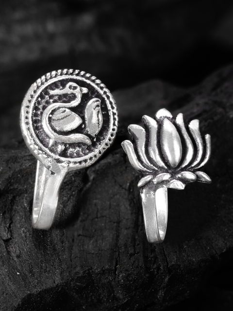 

Rubans Silver-Plated Oxidised Dual Toned Set Of 2 Nose Clips