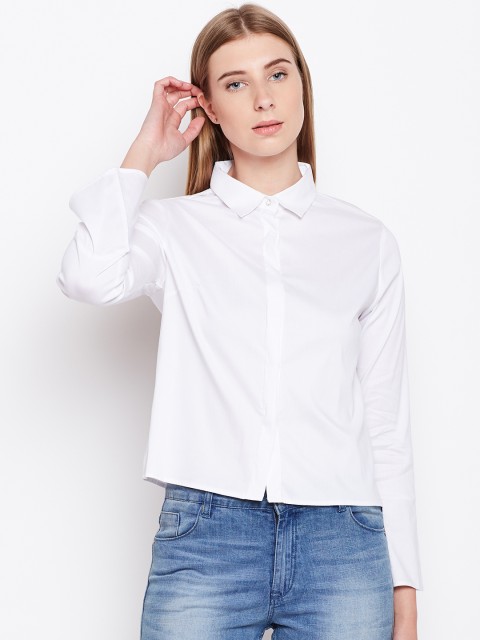 

Madame Women White Regular Fit Solid Casual Shirt