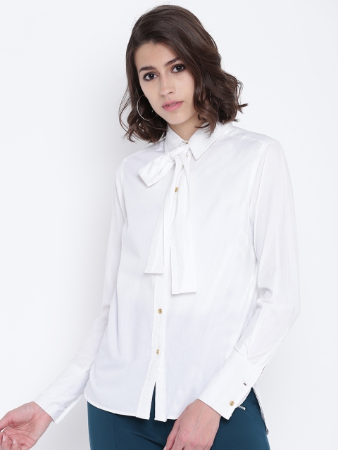 

Madame Women White Regular Fit Solid Casual Shirt