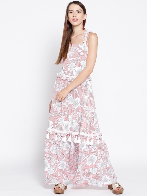 

Madame Women White & Red Printed Maxi Dress