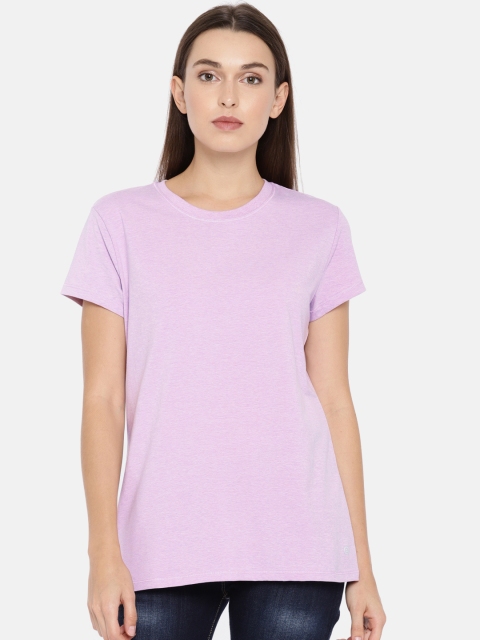 

Enamor Women Pink Slim Fit Crew Round Neck T-Shirt, Lavender