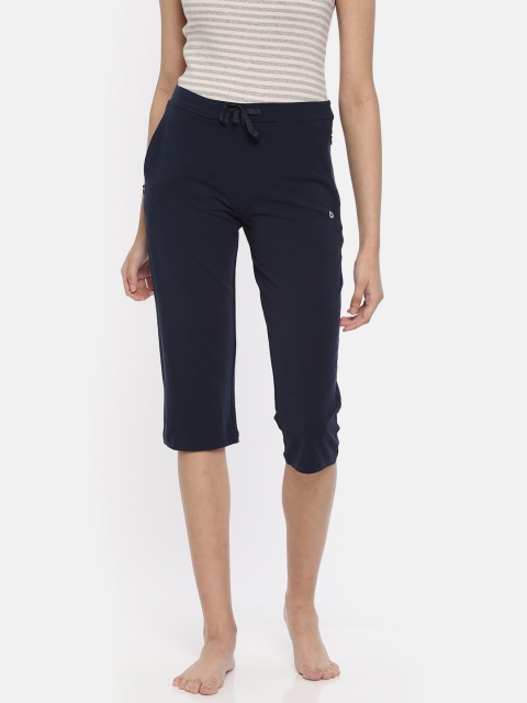 

Enamor Women Blue Slim Fit 3/4th Capris Lounge Pants, Navy blue