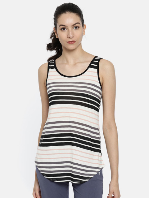 

Enamor Women Athleisure Black Relaxed Fit Training & Running Swing Tank Top