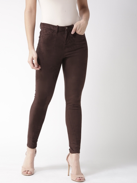 

Madame Women Brown Suede Finish Regular Fit Solid Trousers