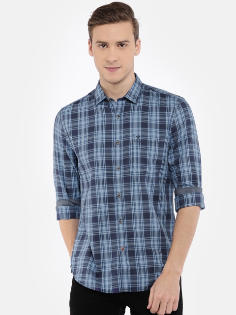 

Scullers Sport Men Blue Slim Fit Checked Casual Shirt