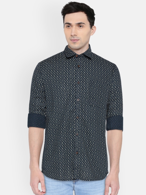 

SCULLERS Men Navy Blue Slim Fit Printed Casual Shirt