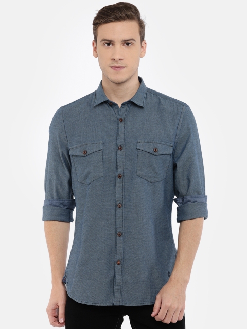 

Scullers Sport Men Blue Slim Fit Self Design Casual Shirt