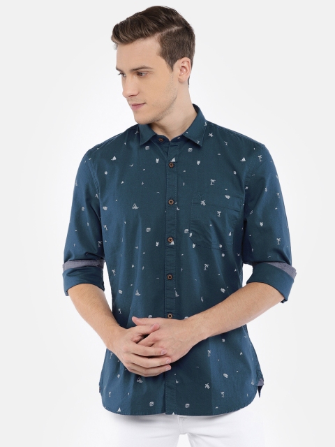 

Scullers Sport Men Blue Slim Fit Printed Casual Shirt