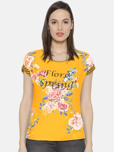 

Madame Women Yellow Printed Top