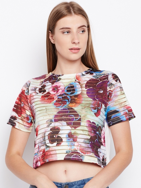 

Madame Women Multicoloured Printed Crop Top, Multi