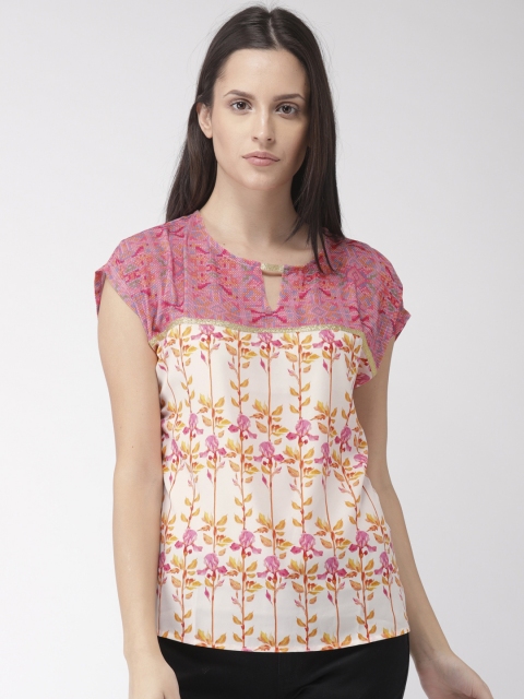 

Madame Women Pink & Off-White Printed Boxy Top