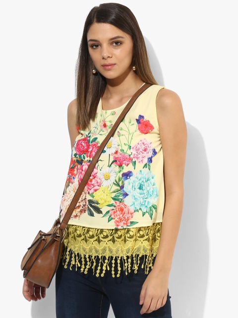 

Madame Women Yellow & Pink Printed Top