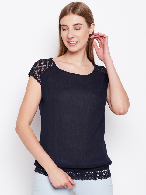 

Madame Women Navy Blue Solid Top