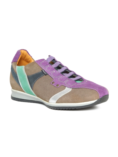 

Ruosh Men Brown & Purple Colourblocked Suede Leather Sneakers