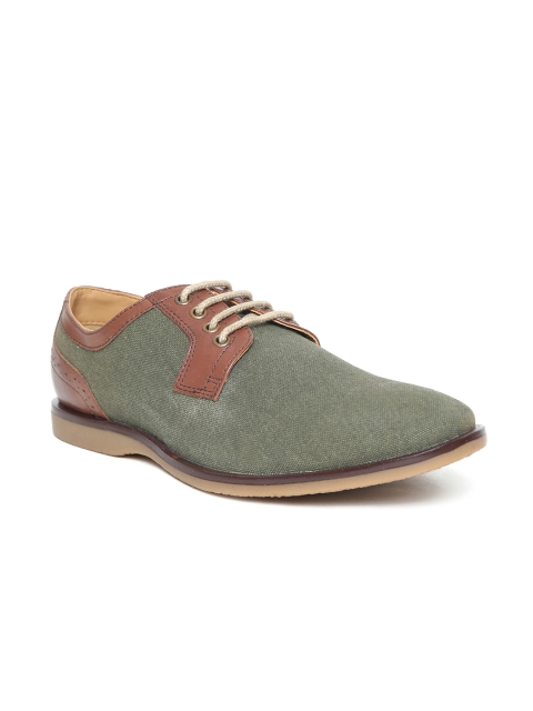 

Ruosh Men Olive Green & Brown Colourblocked Derbys