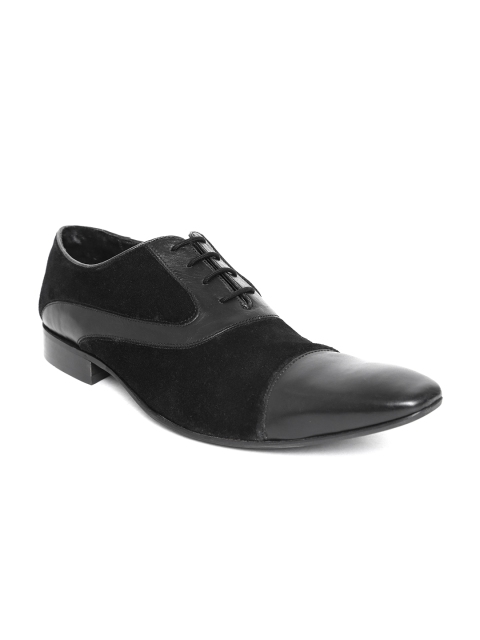 

Ruosh Men Black Leather Semiformal Oxfords