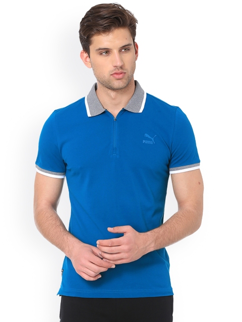 

one8 x PUMA Men Blue Printed VK Deep Lagoon Polo Collar T-shirt