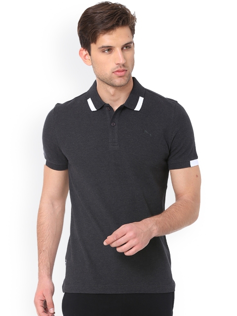 

one8 x PUMA Men Charcoal Solid Polo Collar T-shirt