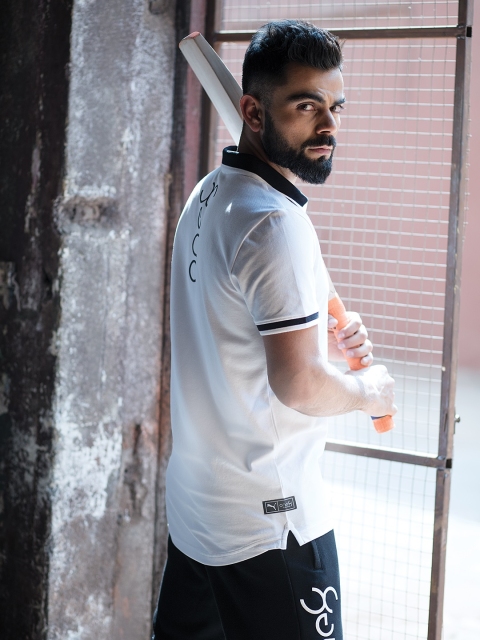 

one8 x PUMA Men White Solid VK Polo Collar T-shirt