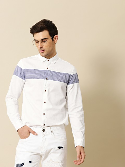 

Mr Bowerbird Men White Tailored Fit Solid Casual Shirt