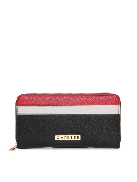 

Caprese Women Black & White Colourblocked Zip Around Wallet