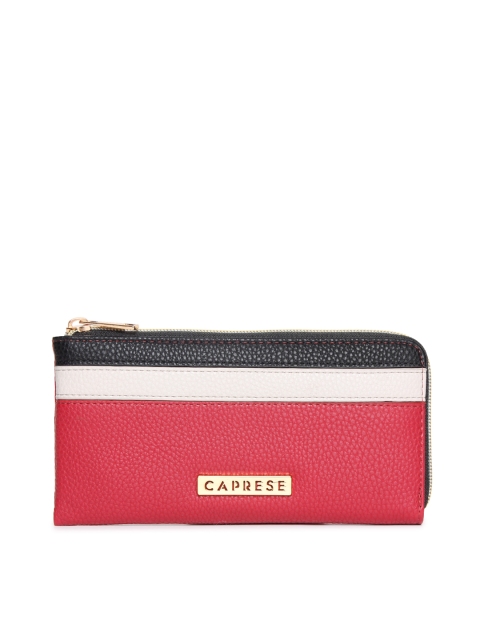 

Caprese Women Red & White Colourblocked Zip Around Wallet