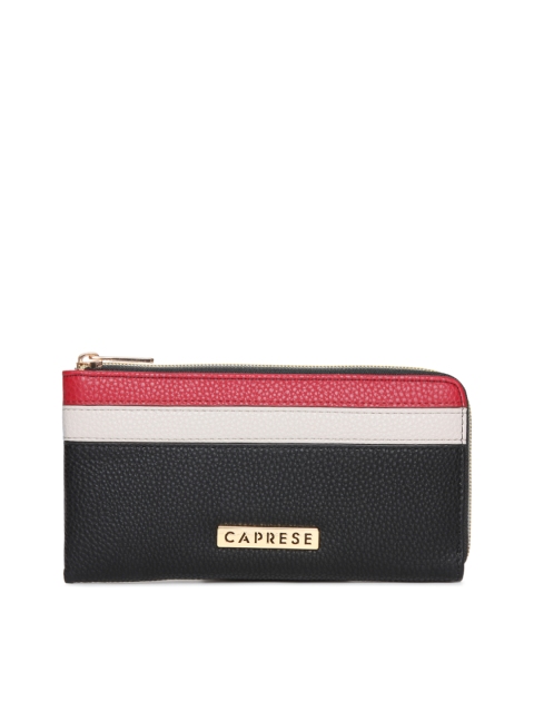 

Caprese Women Black & Red Colourblocked Zip Around Wallet