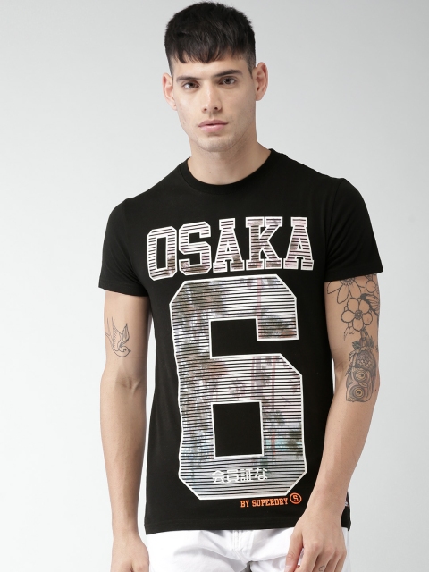 

Superdry Men Black Printed Round Neck T-shirt