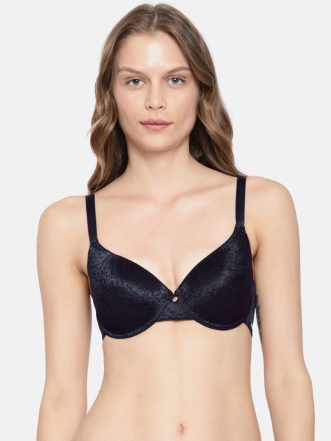 

Enamor Lace Non-Wired Non Padded Push-Up Bra F033, Navy blue