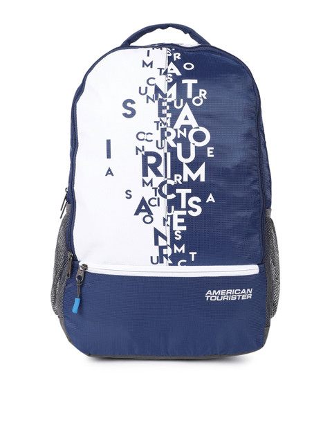 

AMERICAN TOURISTER Unisex Blue & White AMT FIZZ 02 Graphic Print Backpack