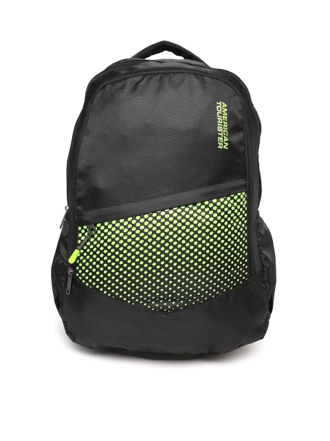 

AMERICAN TOURISTER Unisex Black & Green Graphic Backpack