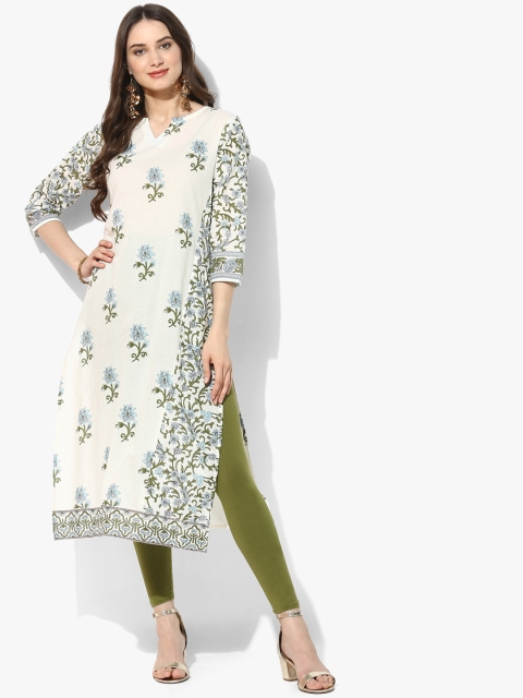 

Sangria Women White Printed Straight Kurta